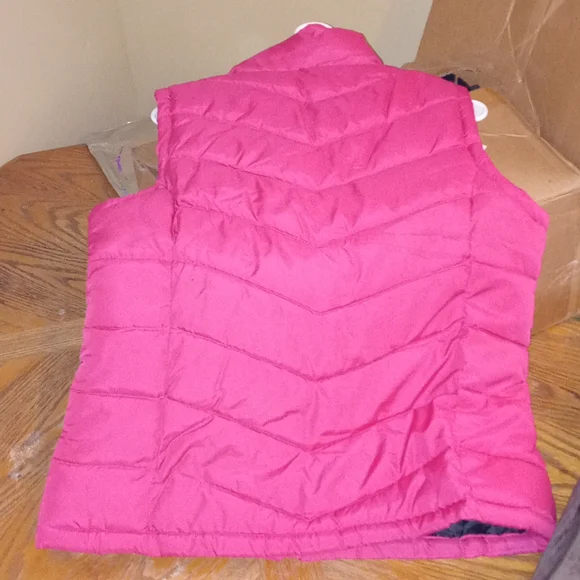 "FADED GLORY" HoT Pink/black zip up vest w/ pockets Size: L 12/14 - Picture 5 of 8